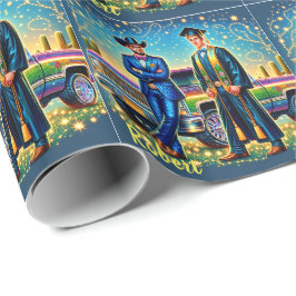 Cowboy Afstuderen Guy Met Pickup Truck Custom Cadeaupapier