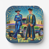Cowboy Afstuderen Guy Met Pickup Truck Custom Papieren Bordje (Voorkant)