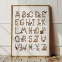 Cowboy Alfabet ABC Poster Kinderkamer Decoratie
