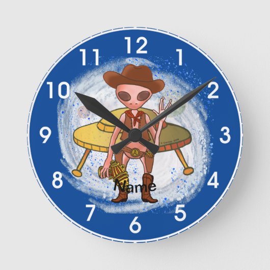 Cowboy Alien Clock Ronde Klok (Voorkant)