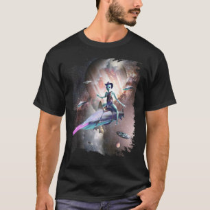 Cowboy Alien In De Ruimte Die Op Laserhaai Rijdt T-shirt