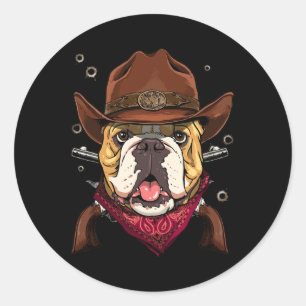 Cowboy American Bulldog Country Muziek Rodeo Howdy Ronde Sticker