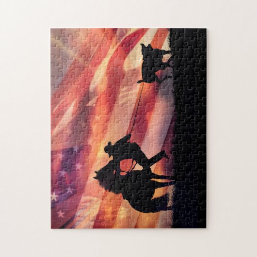 Cowboy American Flag en Steer Roping Legpuzzel (Verticaal)