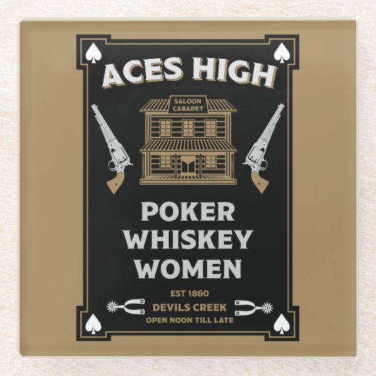 Cowboy Amerikaans Frontier Saloon Glazen Onderzetter (Voorkant)