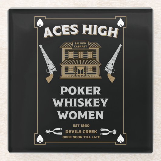 Cowboy Amerikaans Frontier Saloon Glazen Onderzetter (Voorkant)