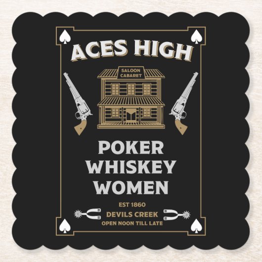 Cowboy Amerikaans Frontier Saloon Kartonnen Onderzetters (Voorkant)
