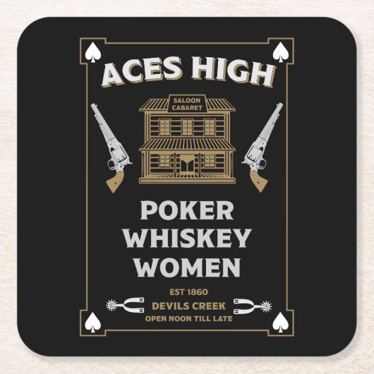 Cowboy Amerikaans Frontier Saloon Kartonnen Onderzetters (Voorkant)