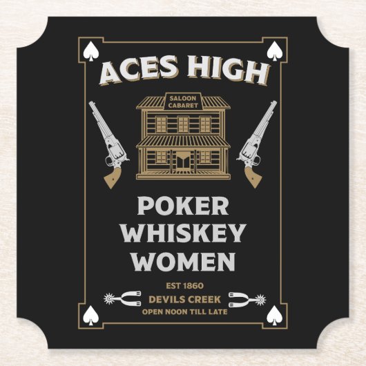 Cowboy Amerikaans Frontier Saloon Kartonnen Onderzetters (Voorkant)