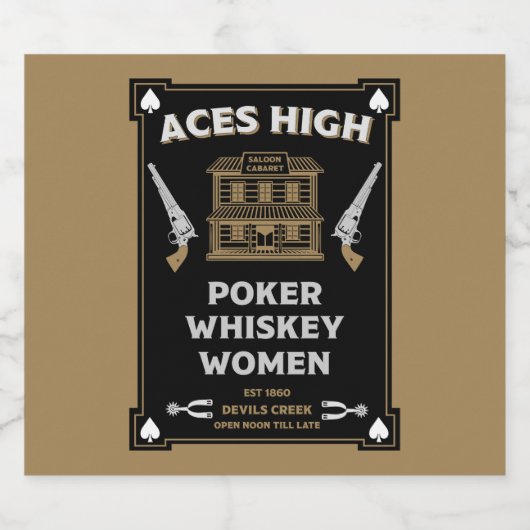 Cowboy Amerikaans Frontier Saloon Likeurfles Etiket (Enkel label)