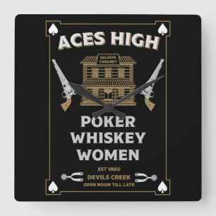 Cowboy Amerikaans Frontier Saloon Vierkante Klok