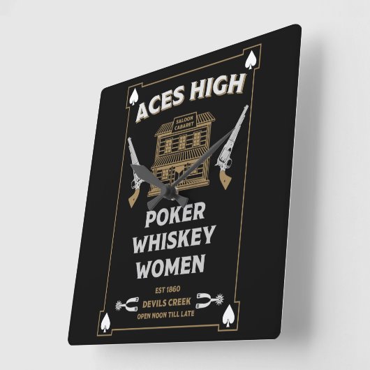 Cowboy Amerikaans Frontier Saloon Vierkante Klok (Hoek)