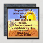 Cowboy and Blue Jean Retirement Party Invitation Kaart (Voorkant / Achterkant)