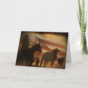 Cowboy and Cattle Rustic Country Western Blank Kaart