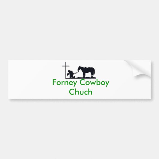 cowboy_and_cross, Forney Cowboy Chuch Bumpersticker (Voorkant)