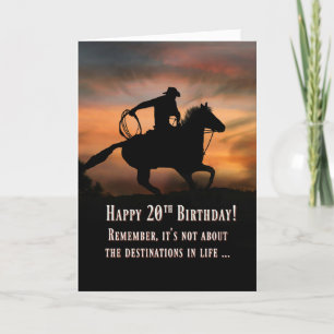 Cowboy and Horse Happy 20th Birthday Kaart