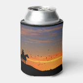 Cowboy and Horse in Sunset Koelbox Cozy Cup Blikjeskoeler (Blikje Voorkant)