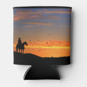 Cowboy and Horse in Sunset Koelbox Cozy Cup Blikjeskoeler (Voorkant)