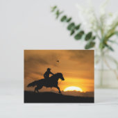 Cowboy and Horse Racing the Sundown Briefkaart (Staand voorkant)