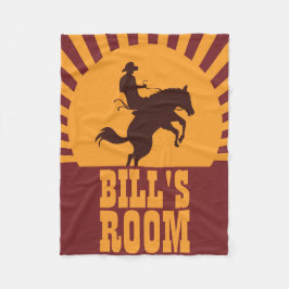 Cowboy and Horse Rodeo Sunset Fleece Deken