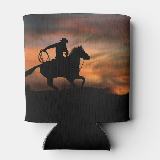Cowboy and Horse Roping and Sunset Blikjeskoeler (Achterkant)