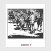 Cowboy and Horses Country Westerne Rodeo Art Sticker (Vel)