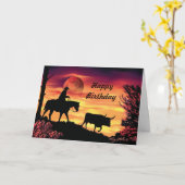 Cowboy and Longhorn Steer Kaart (Gele Bloem)