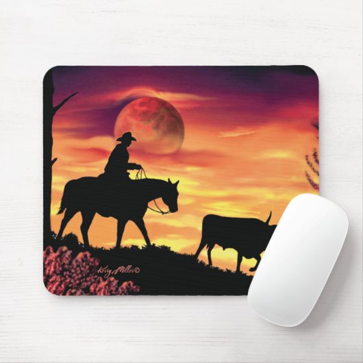 Cowboy and Longhorn Steer Muismat (Met muis)