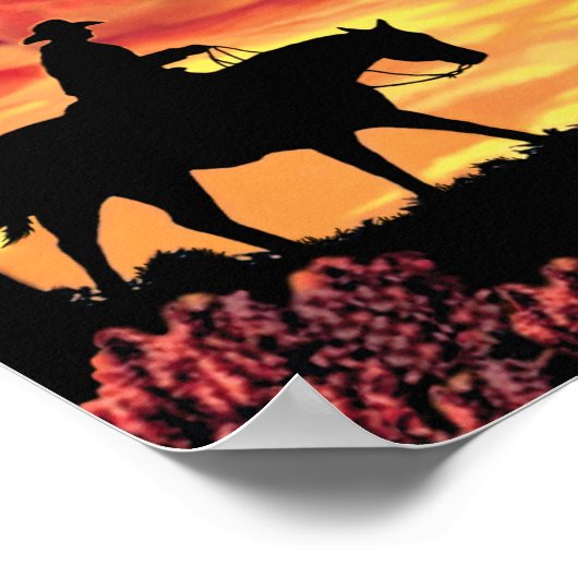 Cowboy and Longhorn Steer Poster (Hoek)