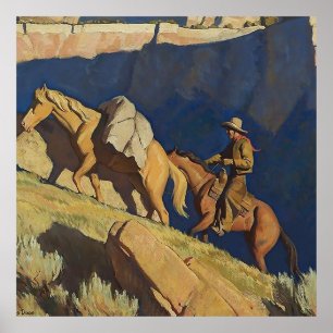 "Cowboy and Pack Horse" van Maynard Dixon Poster