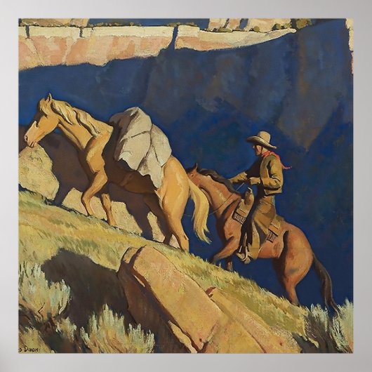 "Cowboy and Pack Horse" van Maynard Dixon Poster (Voorkant)