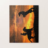 Cowboy and Wild Horse Stallion Legpuzzel (Verticaal)