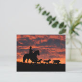 Cowboy and Wild Horses Roundup Briefkaart (Staand voorkant)