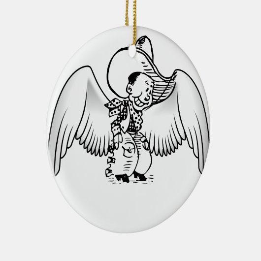 Cowboy Angel Keramisch Ornament (Rechts)