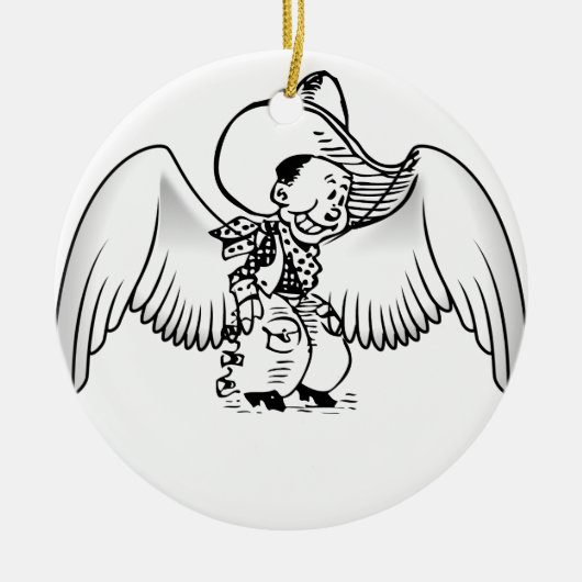 Cowboy Angel Keramisch Ornament (Voorkant)