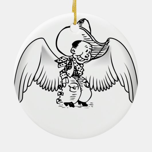 Cowboy Angel Keramisch Ornament (Achterkant)