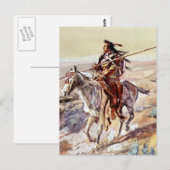 Cowboy Art van Charles Russell over "Indiaas met S Briefkaart (Voorkant / Achterkant)