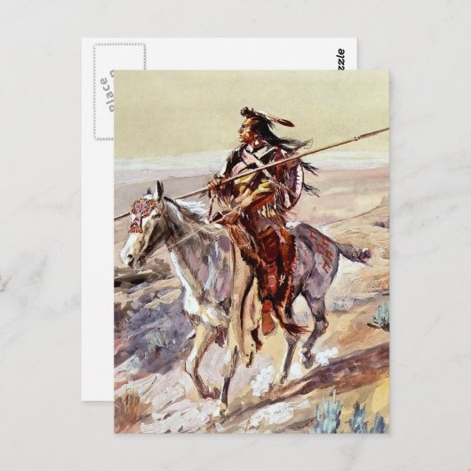 Cowboy Art van Charles Russell over "Indiaas met S Briefkaart (Voorkant / Achterkant)