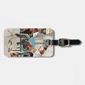 Cowboy Aslapen in Beauty Salon Bagagelabel (Voorkant horizontaal)