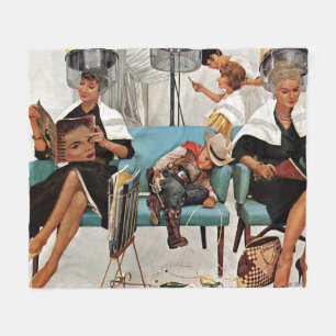 Cowboy Aslapen in Beauty Salon Fleece Deken