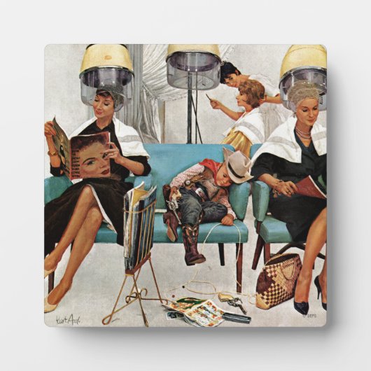 Cowboy Aslapen in Beauty Salon Fotoplaat (Voorkant)