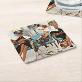 Cowboy Aslapen in Beauty Salon Kartonnen Onderzetters (Schuin)