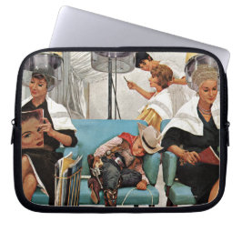 Cowboy Aslapen in Beauty Salon Laptop Sleeve