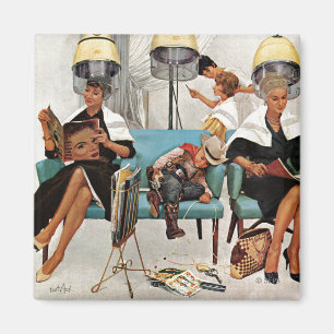 Cowboy Aslapen in Beauty Salon Magneet