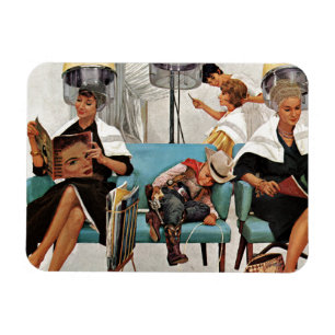 Cowboy Aslapen in Beauty Salon Magneet