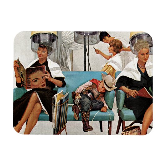 Cowboy Aslapen in Beauty Salon Magneet (Horizontaal)