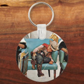 Cowboy Aslapen in Beauty Salon Sleutelhanger (Voorkant)