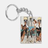 Cowboy Aslapen in Beauty Salon Sleutelhanger (Voorkant Links)