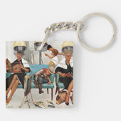 Cowboy Aslapen in Beauty Salon Sleutelhanger (Achterkant)