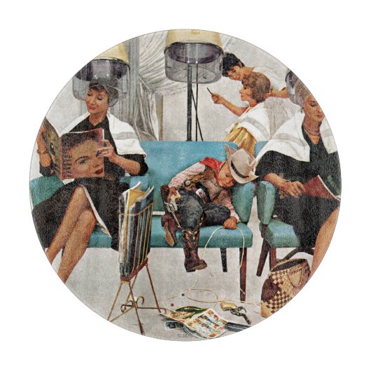 Cowboy Aslapen in Beauty Salon Snijplank (Voorkant)