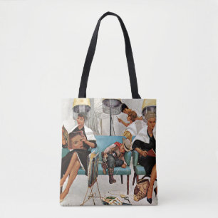 Cowboy Aslapen in Beauty Salon Tote Bag